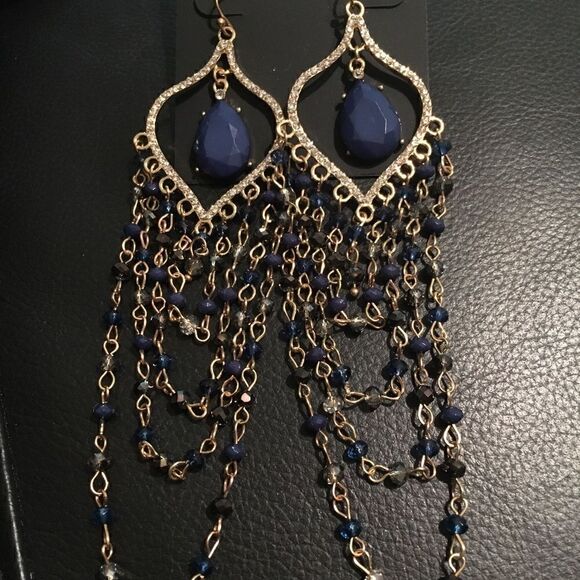 INC Teal Curtain Drop earrings - Picture 3 of 8